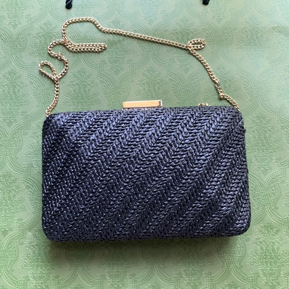 Olga Berg woven small purse with chain strap